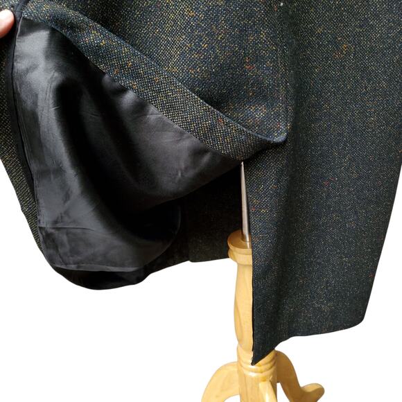 Vintage Leavitt Green Wool Long Trench Coat Overcoat  52" chest x 39.5" length - Picture 12 of 16